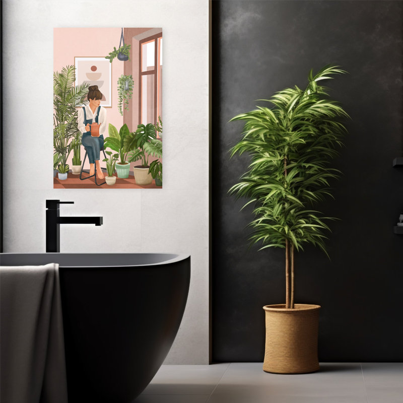 Art contemporain, plante abstraite, art mural, H 24 po x l 16 po