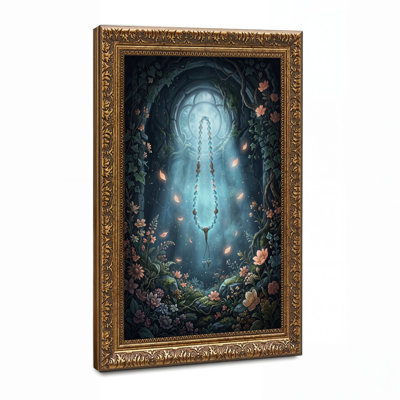 Blue Prayer Beads in Floral Grotto Canvas Wall Art