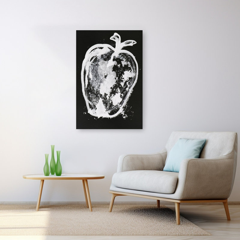 Abstrait, pomme blanche abstraite, fruit contemporain audacieux, reproduction d'art, 48" H x 32" W
