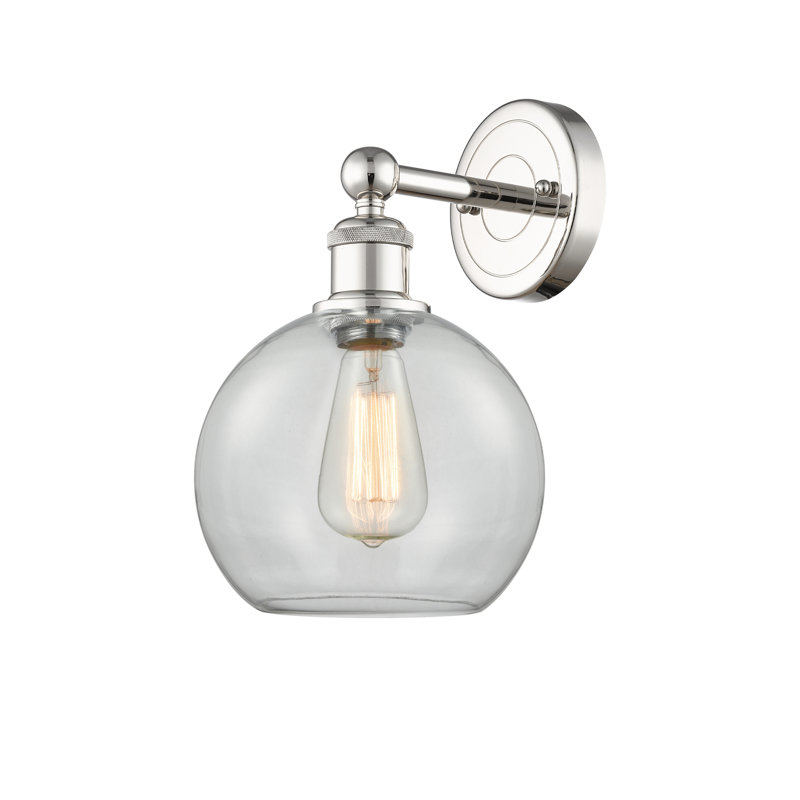 Ellington Steel Armed Sconce, Clear, Polished Nickel