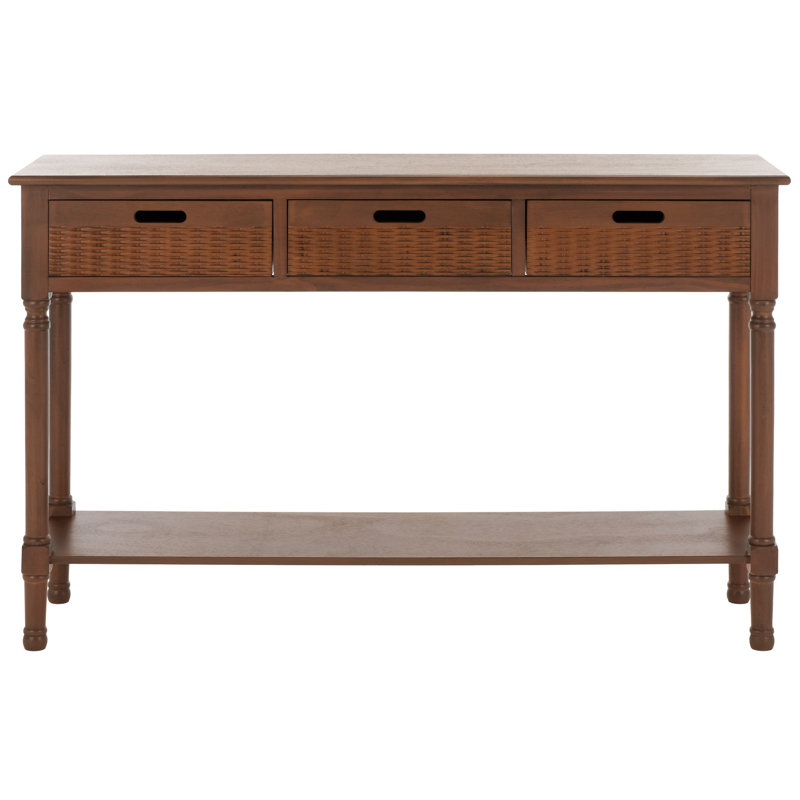 Landers Brown Wood and Metal 3-Drawer Console Table