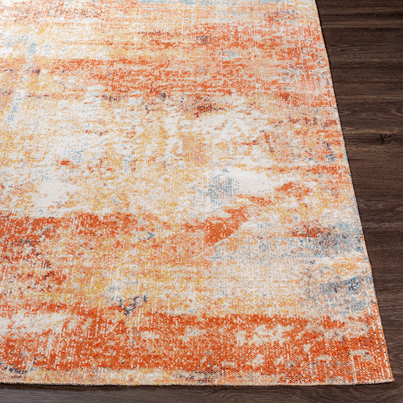 Tapis intérieur / extérieur orange Mckamey, Rectangle 5 pi 3 po x 7 pi