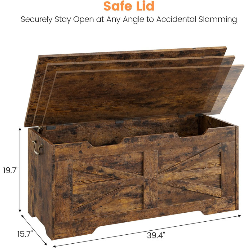 Banc de rangement en bois manufacturé Yeremis, Brun