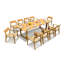 6 Seats 7 Pcs Grade-A Teak Wood Dining Set: 98" Sema Rectangle Table And 6 Amilo Stacking Arm Chairs #11AM3206-2038379610