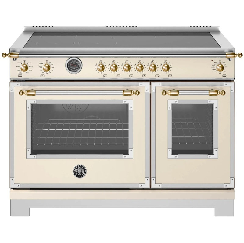 Bertazzoni 48 in. W Smart Induction Slide-In, Ivory /Gold