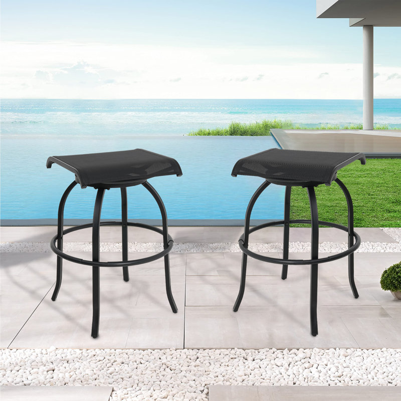 Freddrick Iron Outdoor Stool, Black