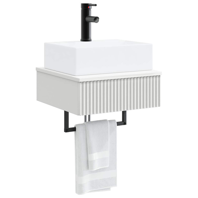 Single Bathroom Vanity with Ceramic Basin, White