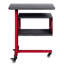 Table d'appoint rouge avec roulette mobile et unité de rangement murale