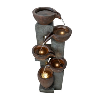 Daemien Weather Resistant Cascade Fountain with Light