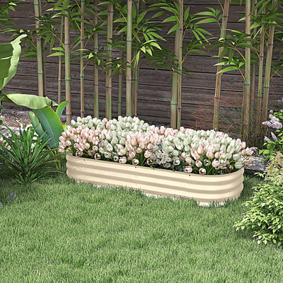 Ensemble de jardin surélevé galvanisé 5 pi x 2 pi x 1,4 pi, jardinière surélevée en métal avec bordure de sécurité, réservoir de bricolage facile pour faire pousser des fleurs, des herbes et des légumes
