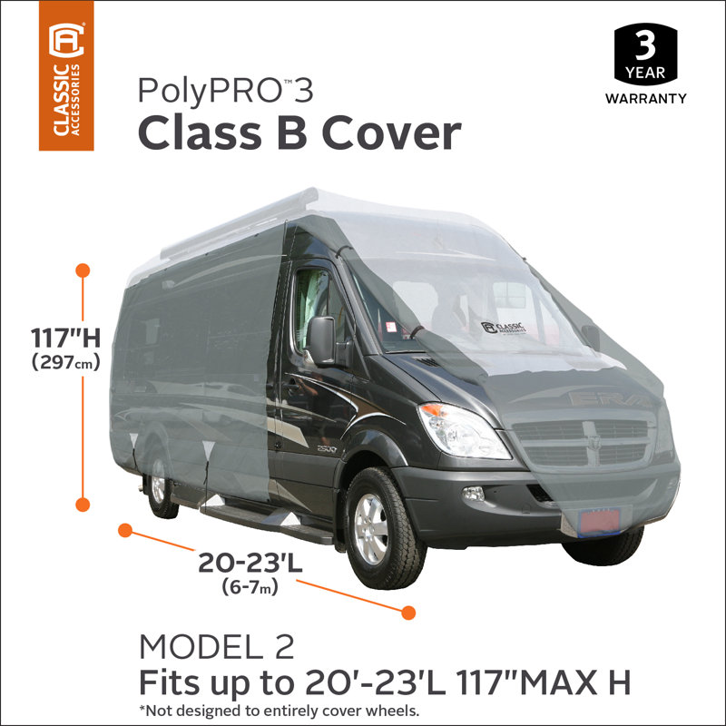 PolyPro3 Gray and White Mildew Resistant RV Cover for 23' Class B RVs