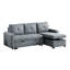 Canapé modulaire en polyfibre à accoudoir carré avec lit escamotable et méridienne de rangement avec coussin de dossier moderne gris noir