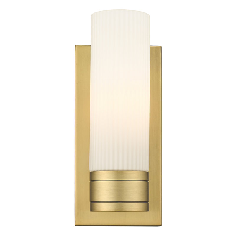 Applique murale 1 lumière 5 po avec abat-jour H 8 po Ballston - Cofield, Laiton brossé, Blanc