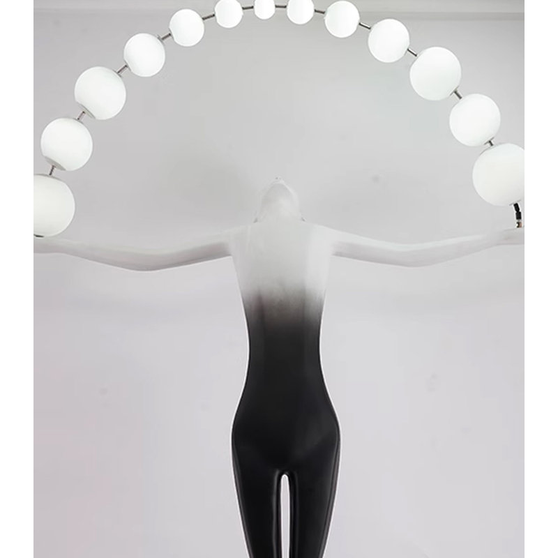 Contemporary Arch Sphere Human Sculpture Floor Light Decor