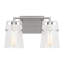 Applique murale de salle de bain 2 lumières Crofton au fini nickel brossé avec abat-jour en verre transparent craquelé-112738085-112738086-112738092