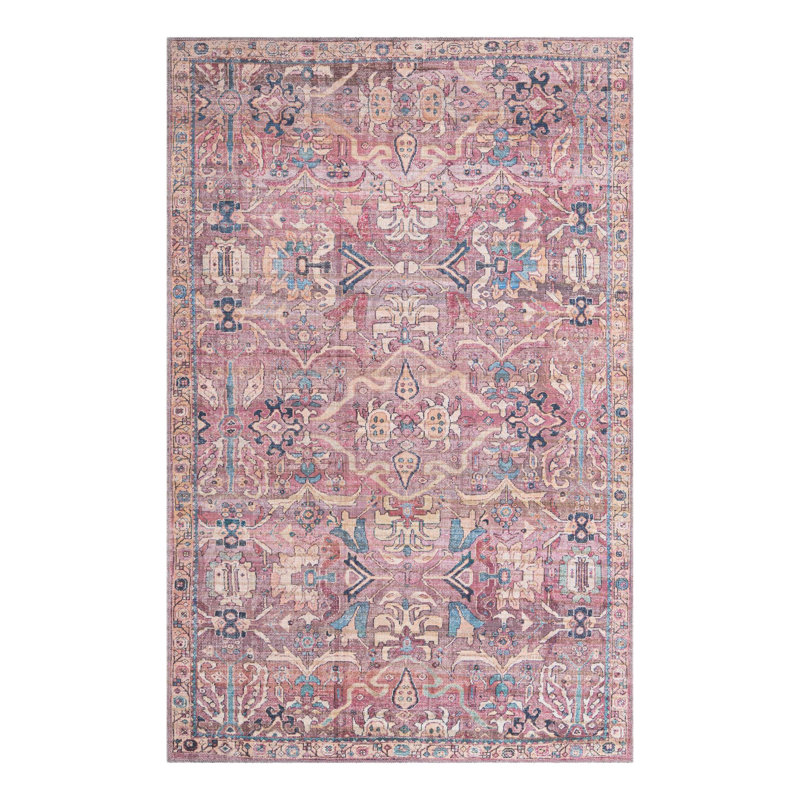 Tapis rose tissé à la machine Gwaltney, Rectangle 5 pi 3 po x 8 pi