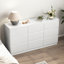 Commode 9 tiroirs pour chambre à coucher avec grands tiroirs, commode en bois, grande commode de plancher, long meuble télé moderne, table d'appoint avec rangement Mid-Century, blanc