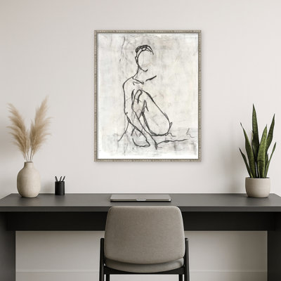 Embellished Nude Contour Sketch II by Ethan Harper Framed Mounted Canvas Wall Art Print