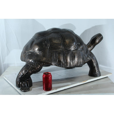 Nifao Large Aluminum Tortoise Statue with Detailed Shell and Legs - Realistic Wildlife Sculpture, Bronze Finish, 35" x 18" x 18"H