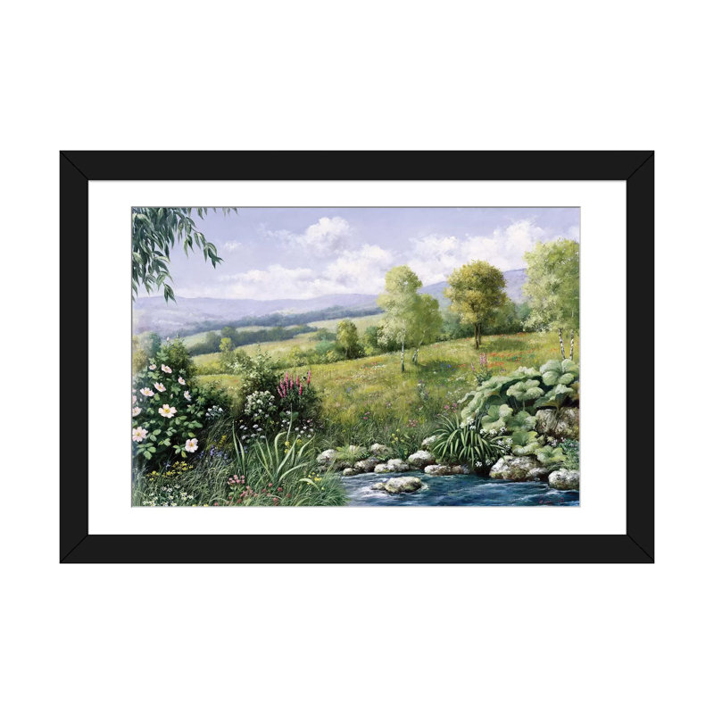 « summer time », impression sur toile, Papier beaux-arts encadré noir, H 24 po x l 32 po x P 1 po, Blanc