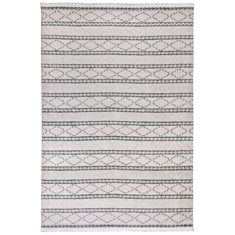 Tapis rayé en velours tissé à la machine Rollins, Rectangle 6 pi 7 po x 9 pi 6 po