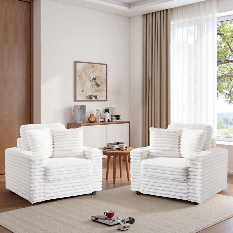Upholstered Armchair, Beige