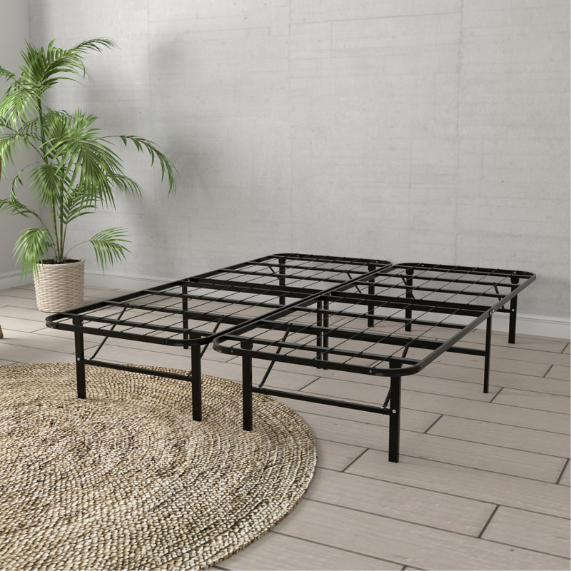 Black Steel King Size Bed Platform, 14 - Inch Tall, Supports 2000 Lbs, Fast And Tool Setup Platform Foundation, High With Improved Airflow, No Box Spring Required, Pound Load