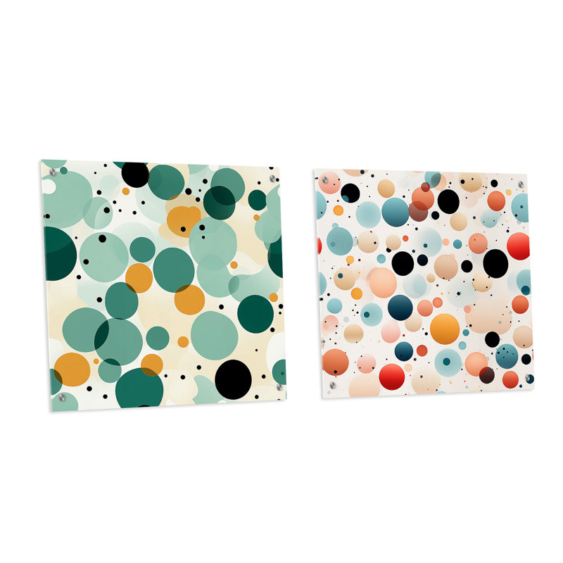Cogmon - Ensemble abstrait d'art mural en verre acrylique sur 2, H 16 po x l 33 po