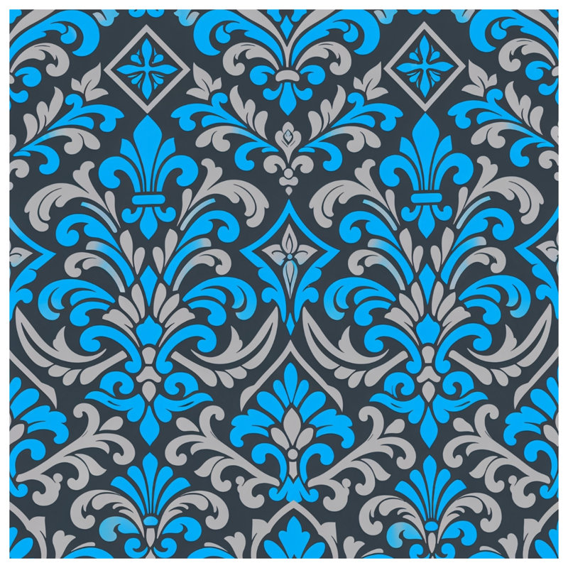 Rideaux de douche bleu / gris à motif damassé très longs, 70in W x 84in H