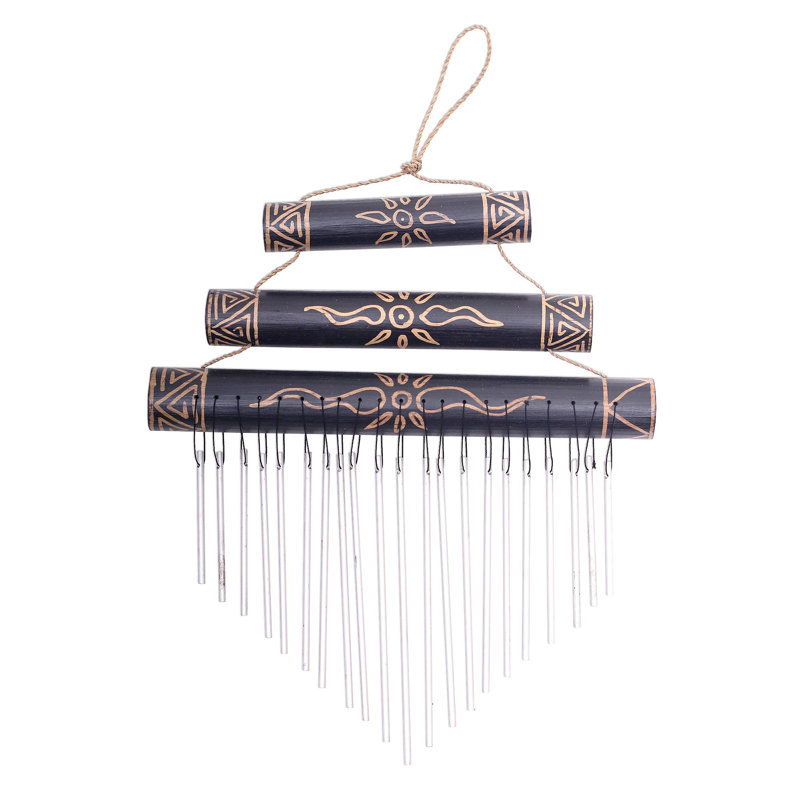 Black Bamboo and Aluminum Wind Chime with Sunny Designs
