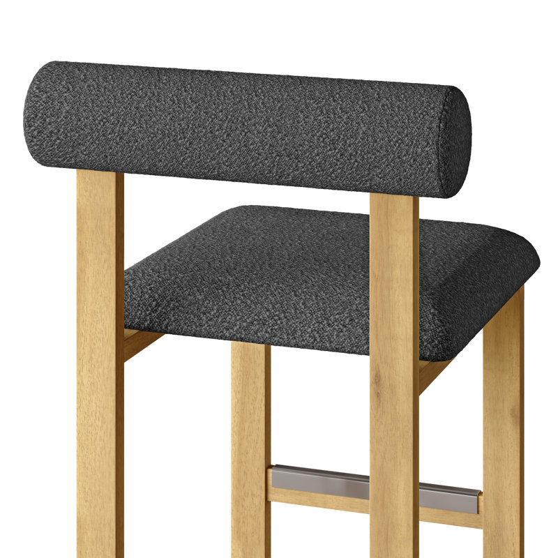 Tabouret de bar et de comptoir rembourré avec base en bois Brayden, Jaune, Noir