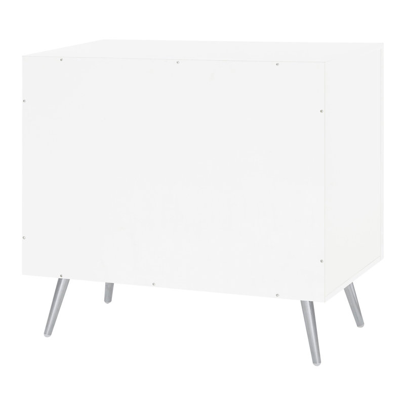 Armoire d'appoint 2 portes en bois d'ingénierie blanc ultrabrillant