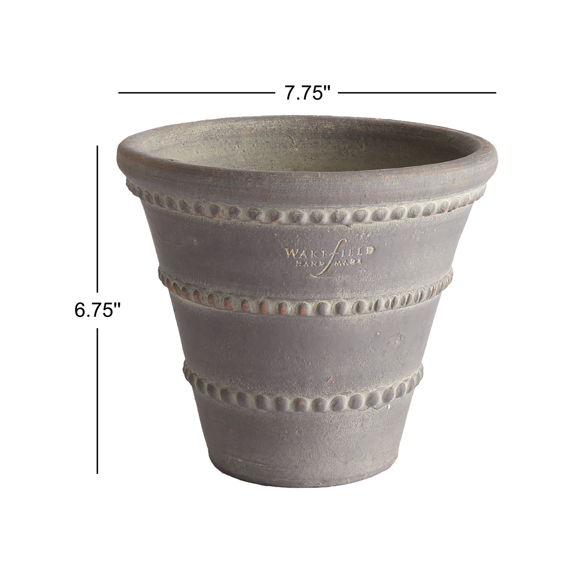 Griffith Handmade Clay Pot Planter, 6.75" H x 7.75" W x 7.75" D, Gray