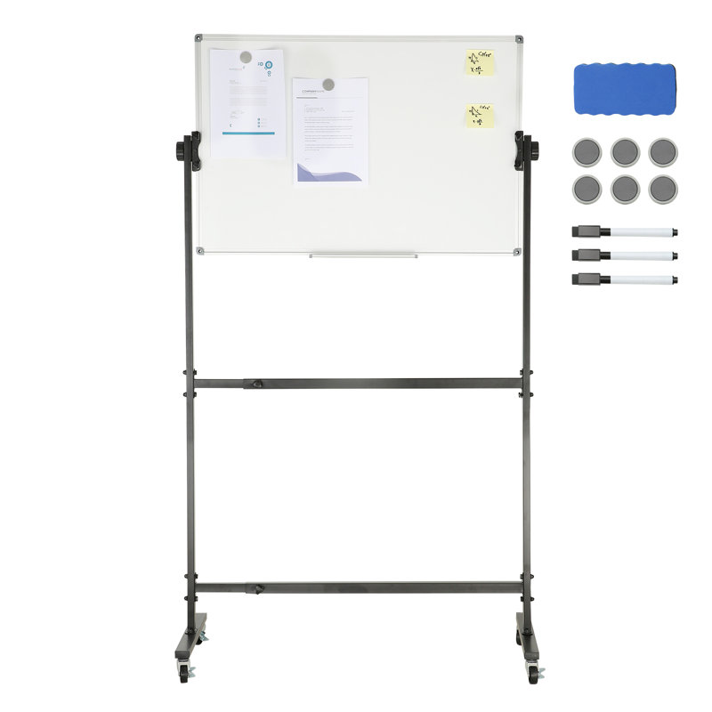 Petit tableau blanc magnétique réversible autoportant de 2 pi à 4 pi