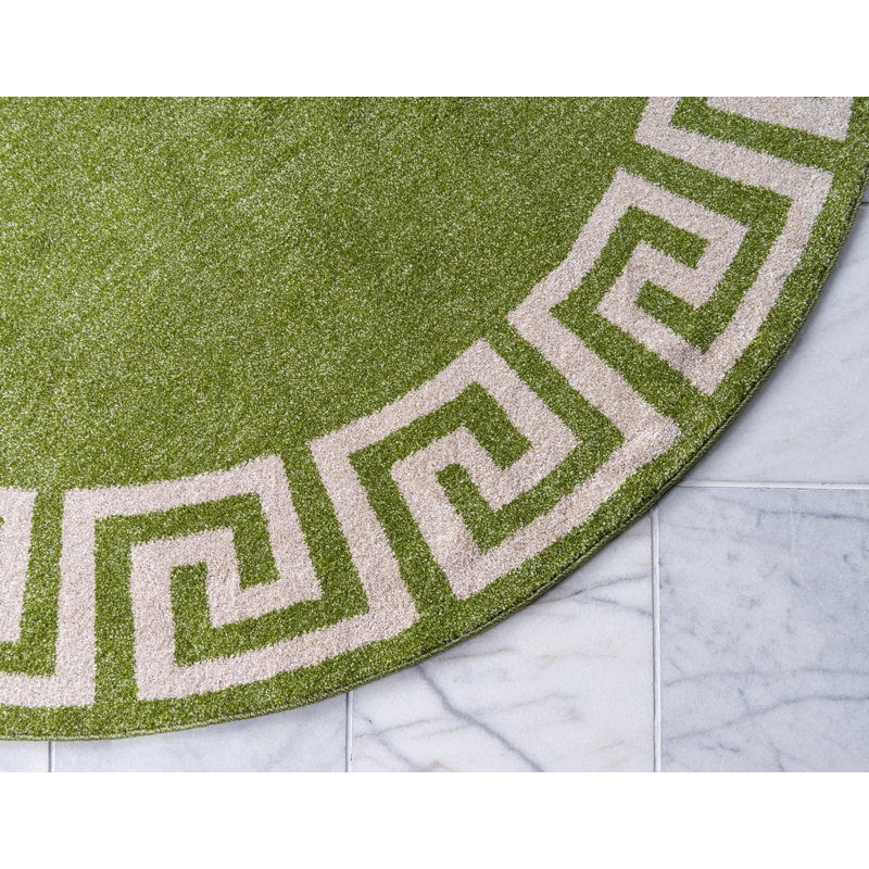 Balabak Power Loom Light Green Rug, Round 6'1"