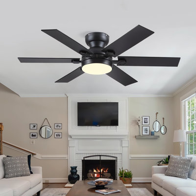 46/52"  Indoor Flush Mount Ceiling Fan 6-Blade with Lights and Remote Modern 3 Colors 6 Speeds Low Profile Reversible DC Motor
