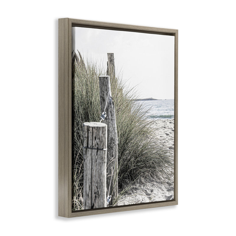 Paysage de plage côtière, H 25 po x l 31 po, Cadre flottant orme Montalcino