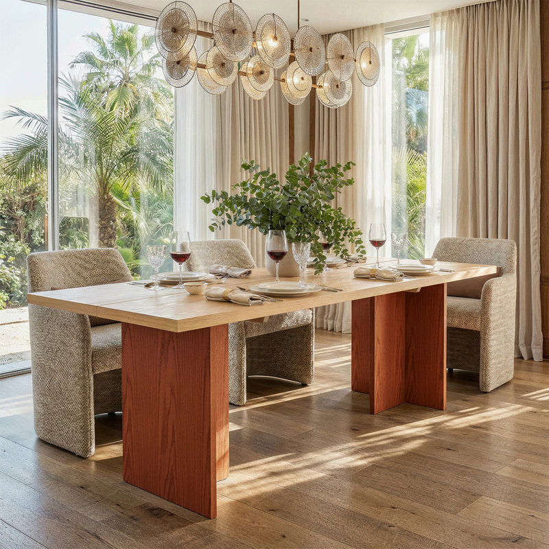 Aadi 84" 100% Mixed Finish Solid Wood Dining Table