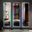 Miroir pleine grandeur avec miroir de plancher à lumière DEL RVB mural, blanc-424566516
