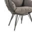 Chaise longue de patio en tissu gris clair et osier noir
