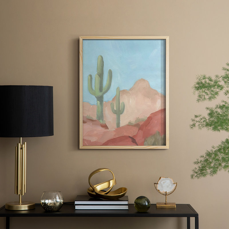 Sunny Saguaro II, reproduction encadrée - bois massif, Naturel, H 11 po x l 9 po