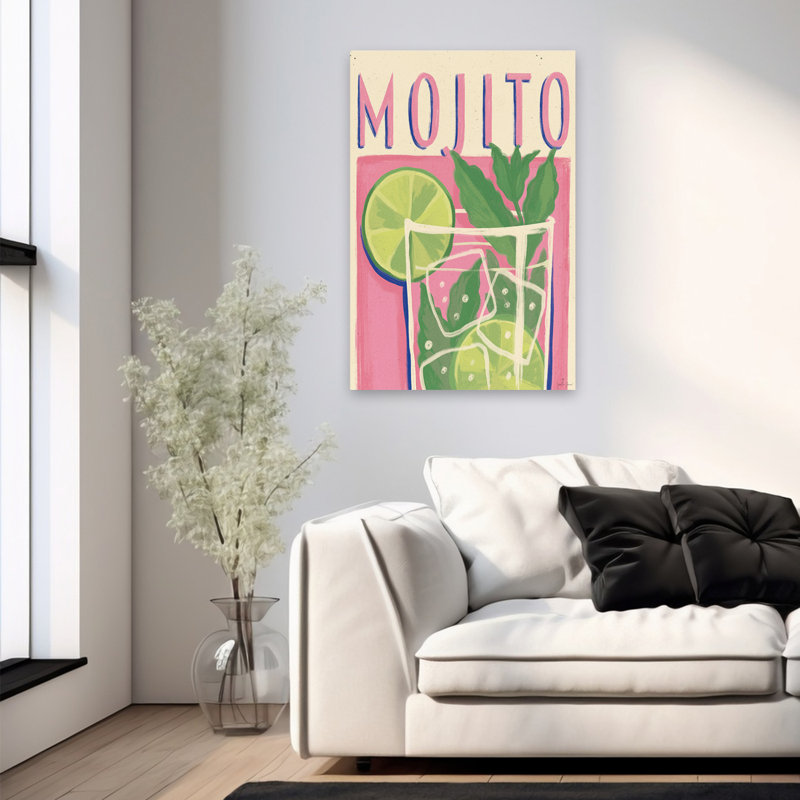 Cocktail II - Publicité cocktail, art vert, H 36 po x l 24 po