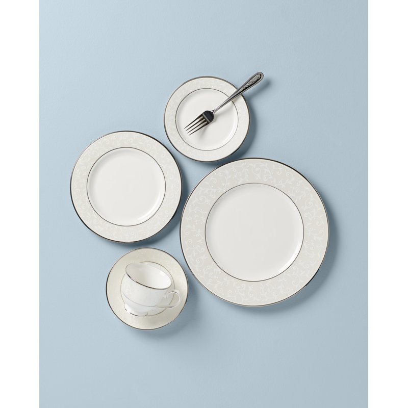 Lenox Opal Innocence Silver Bone China 5 Piece Place Setting, Service for 1, Off-White