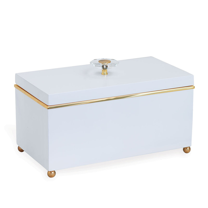 Naples Decorative Box, White/Brass