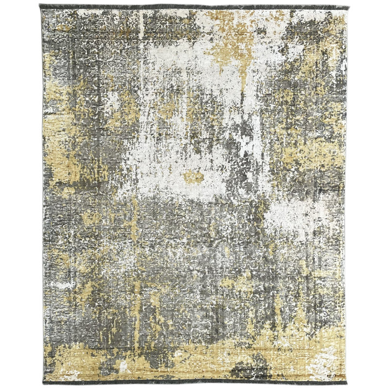 Tapis doré en laine noué à la main Adelmis