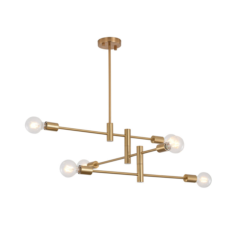 Lustre spoutnik moderne 6 lumières Fowey, Bronze brossé