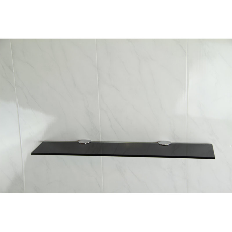 Fanniemae Glass Floating Shelf with Adjustable Shelves, Black, 0.6cm H x 50cm W x 10cm D