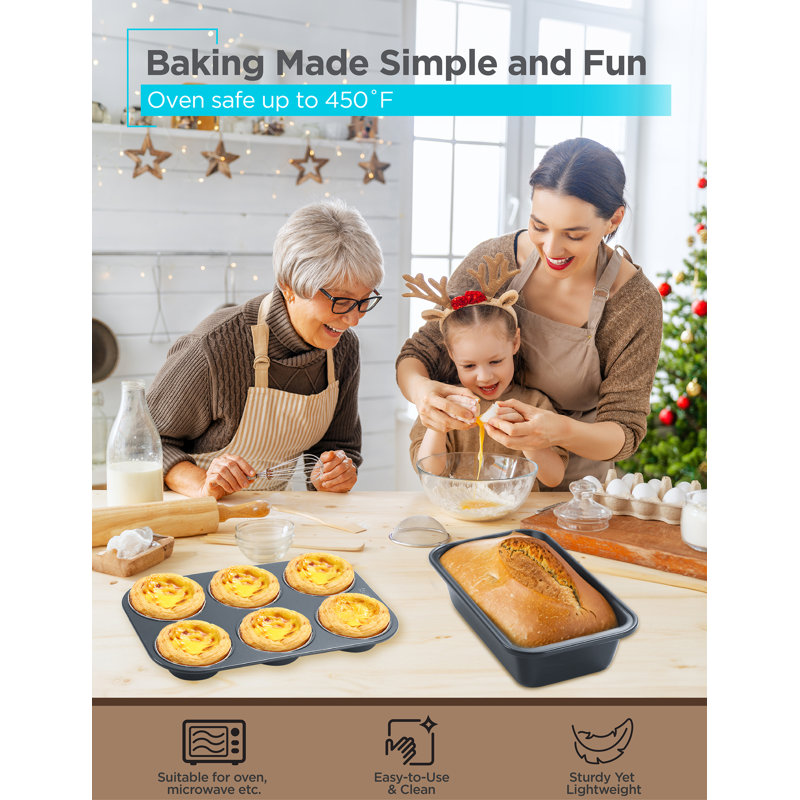 BDK Series BLACK+DECKER 6-Piece Carbon Steel Bakeware Set, 0.4mm Carbon Steel Baking Pans Set