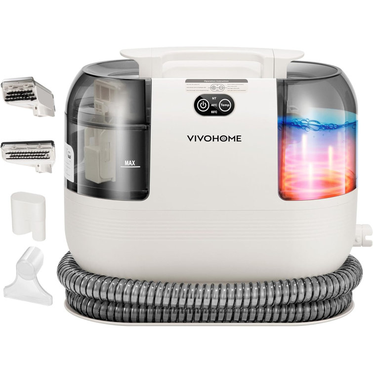 VIVOHOME Portable Upright Corded Carpet Cleaner with 4 Detachable Brush Heads and 14KPa Strong Suction in White