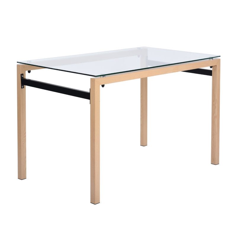 Kevon Glass Top Metal Base Dining Table